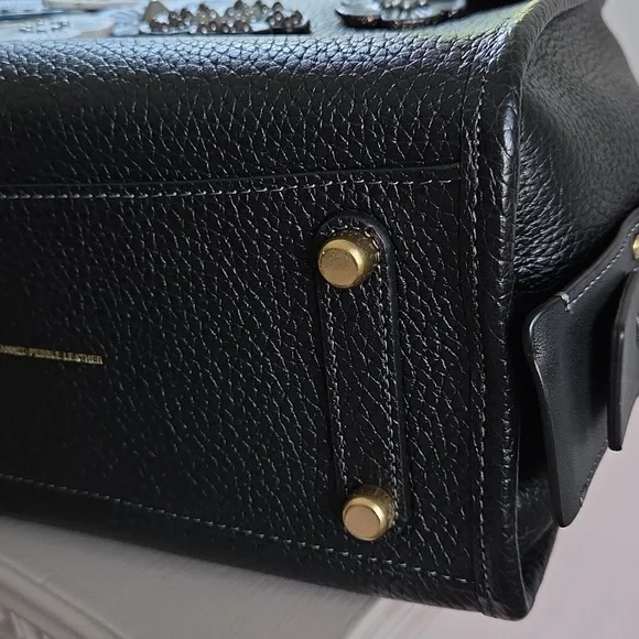 COACH Rogue 25 Black Tea Rose Leather Crossbody Bag - Picture 12 of 16